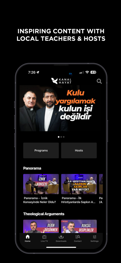 Kanal Hayat TV - Kanal Hayat TV app interface featuring Turkish religious programs and local hosts