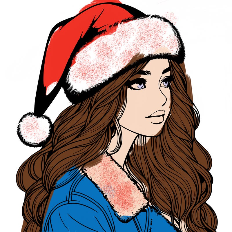 realistic girl in santa hat