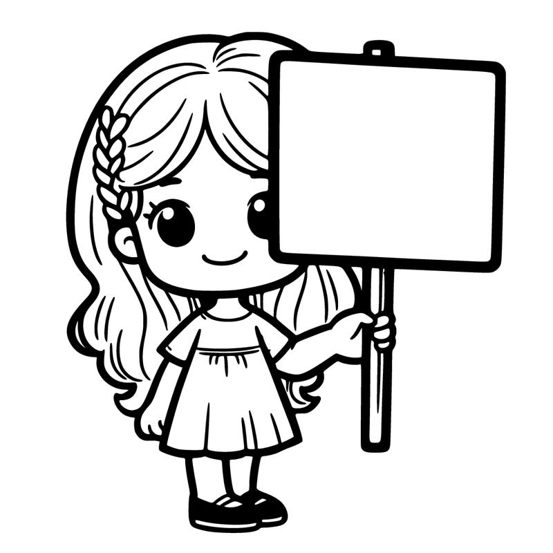 girl with white sign