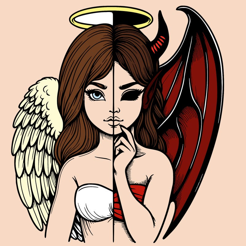 realistic angel half demon