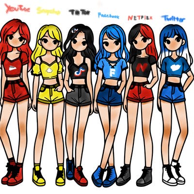 a group of girls wearing crop tops and shorts