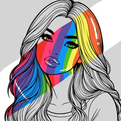 realistic girl with hair on her hair and lips