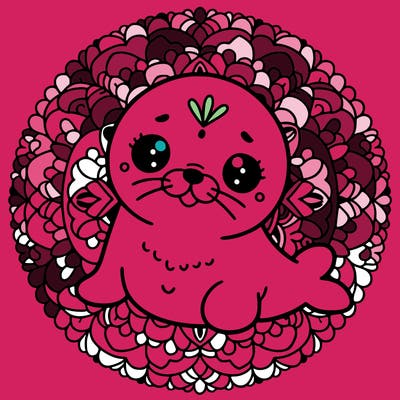a cute baby seal mandala