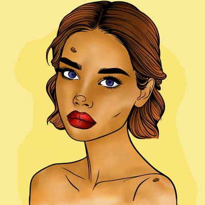 a fashion model with skin marks on her face realistic