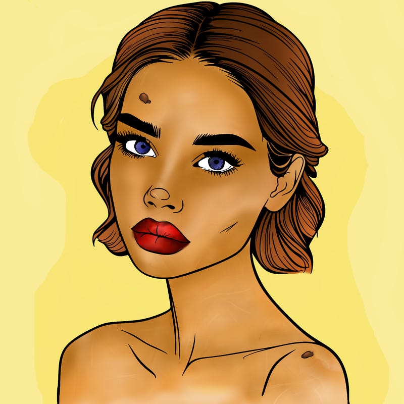 a fashion model with skin marks on her face realistic