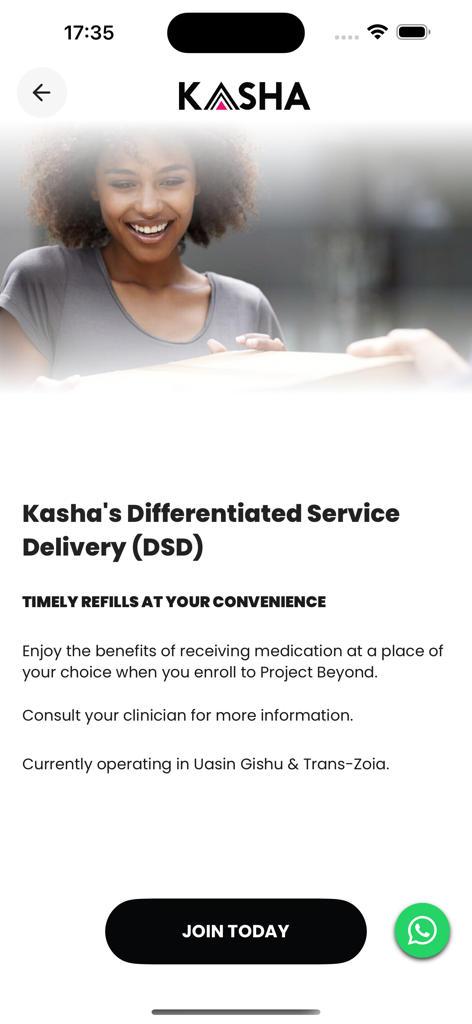 Kasha Care - Kasha Care 서비스 배달원이 건강 제품 패키지를 받는 웃는 여성