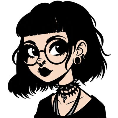 gothic girl with a mullet and glasses