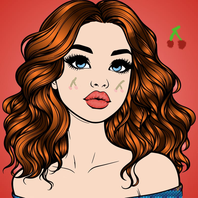 realistic girl with wavy hair and lips