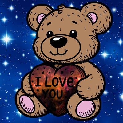 teddy bear holding an i love you heart
