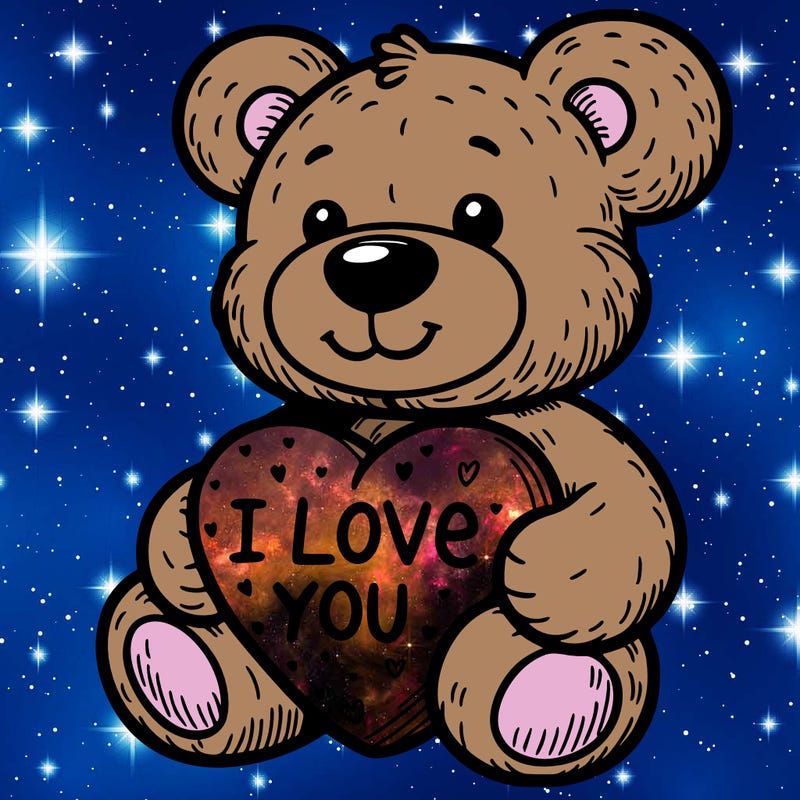 teddy bear holding an i love you heart
