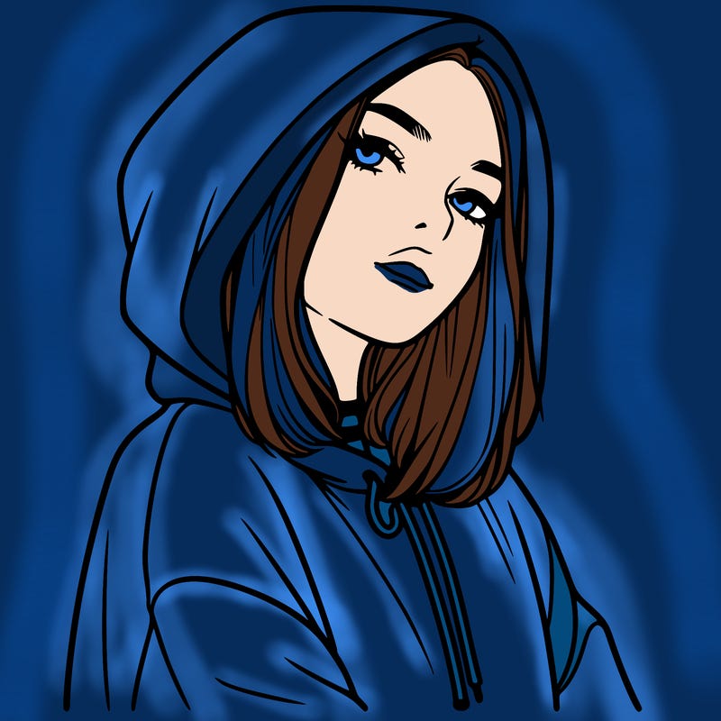 a realistic girl in a hoodie