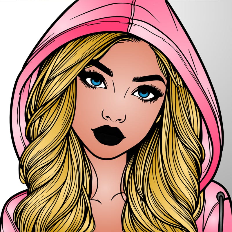realistic beautiful girl with a hood on