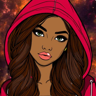 realistic beautiful girl with a hood on
