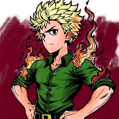 realistic manga man of fire