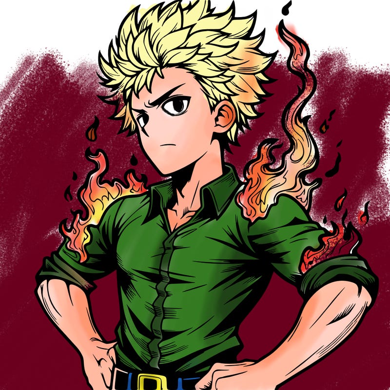 realistic manga man of fire