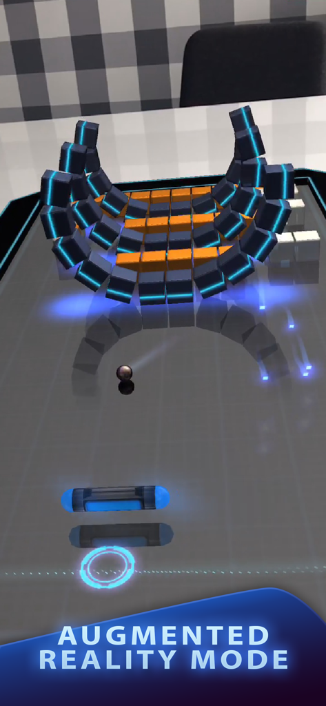 Micro Breaker game featuring augmented reality mode with 3D bricks
