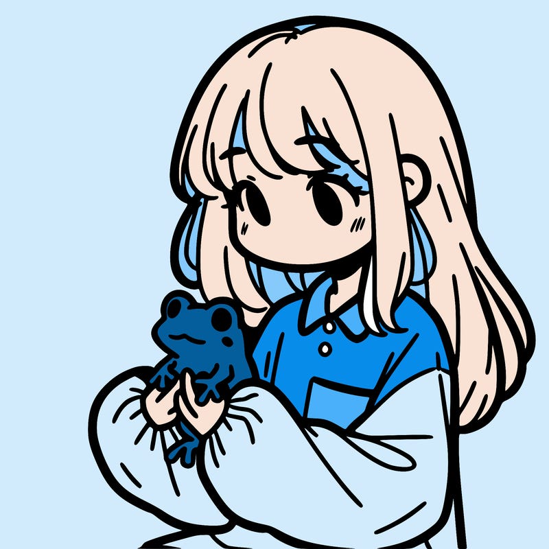 girl with long hair and a oversized shirt. and she is holding a frog