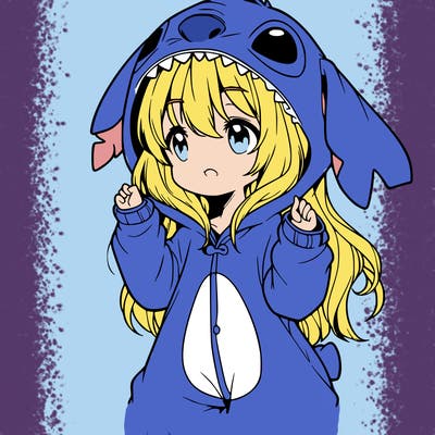 anime girl in a stitch onsie