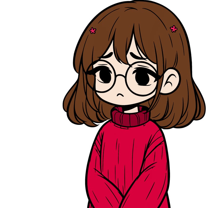sad girl with glasses in a sweater