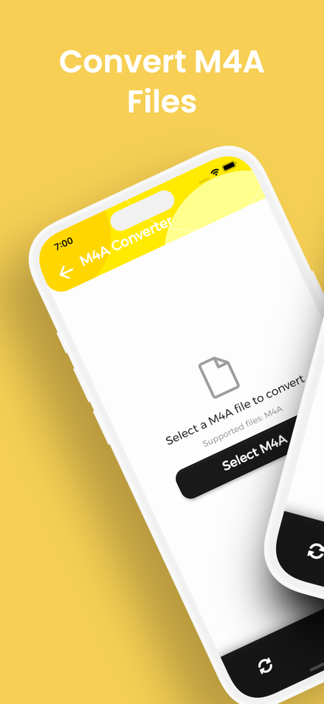 M4A Converter, M4A to MP3 - M4A Konverter App-Oberfläche zur Auswahl von zu konvertierenden Audiodateien