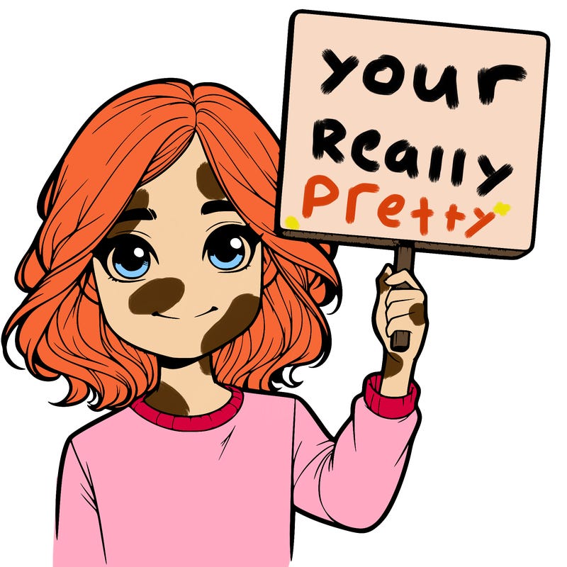 realistic girl holding up a sign