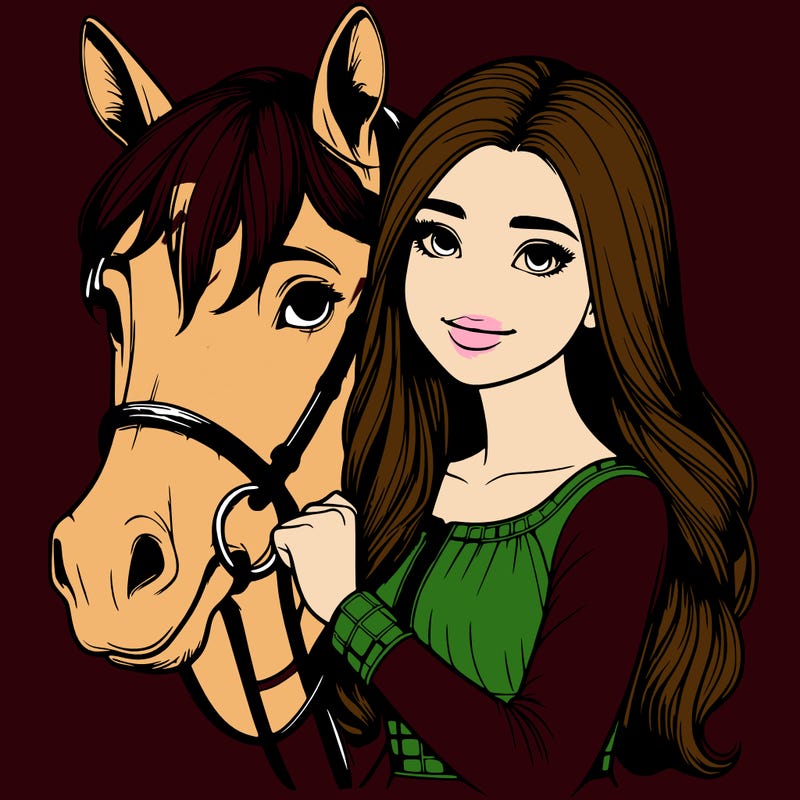realistic girl with horse