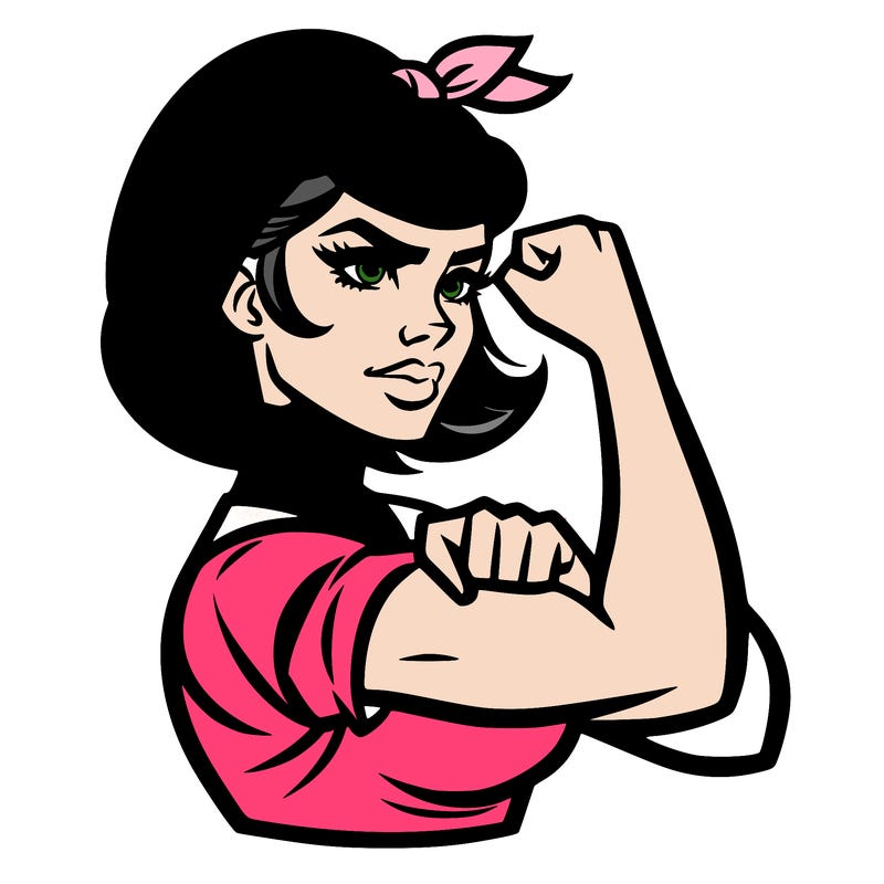 strong woman with a 60s american ad style