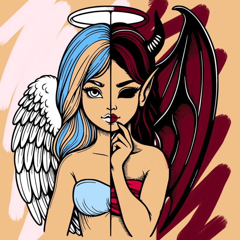 realistic angel half demon