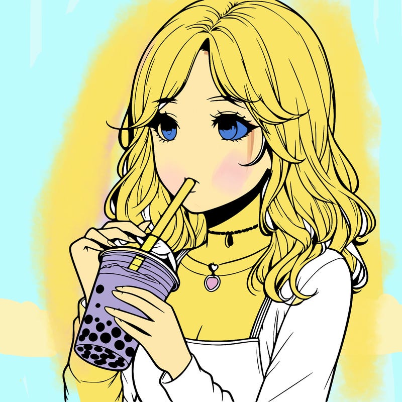 realistic girl drinking boba tea