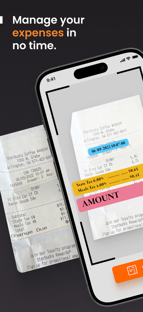 経費精算を自動化するためにスターバックスのレシートをスキャンするN2Fアプリ