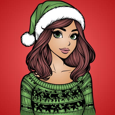 realistic lady in a christmas sweater