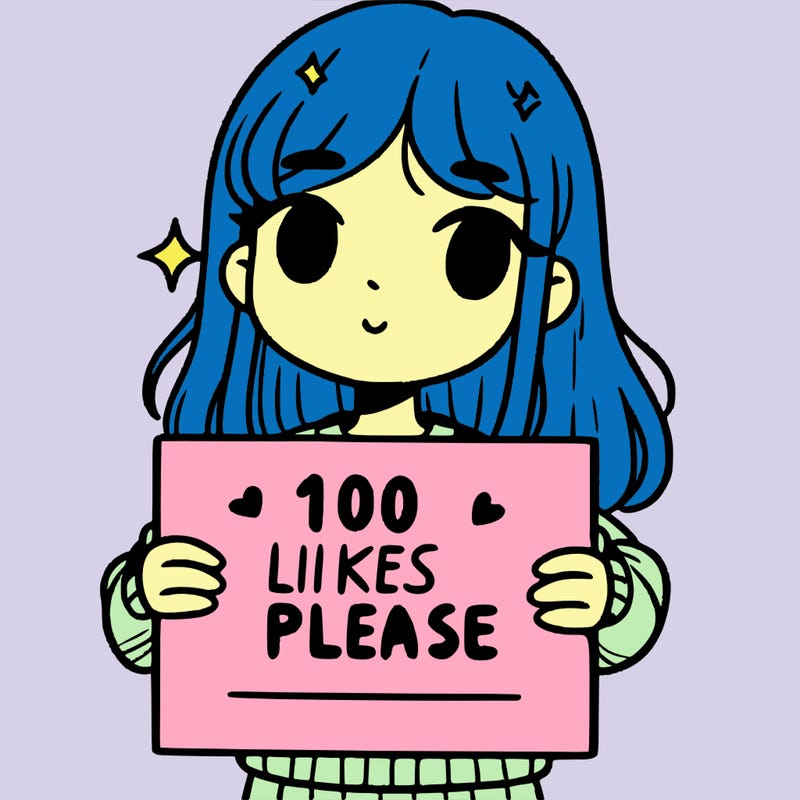 a girl holding up a sign saying 100 likes please