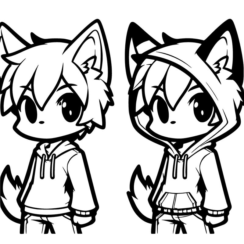 blaze from aphmau with wolf ears and tail with a hoody