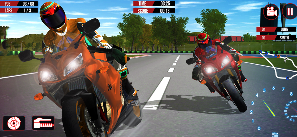 Bike Racing Games: Bike Games - Two professional bike racers competing on a 3D track in a sports bike racing game
