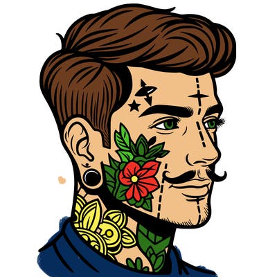 man with face tattoos