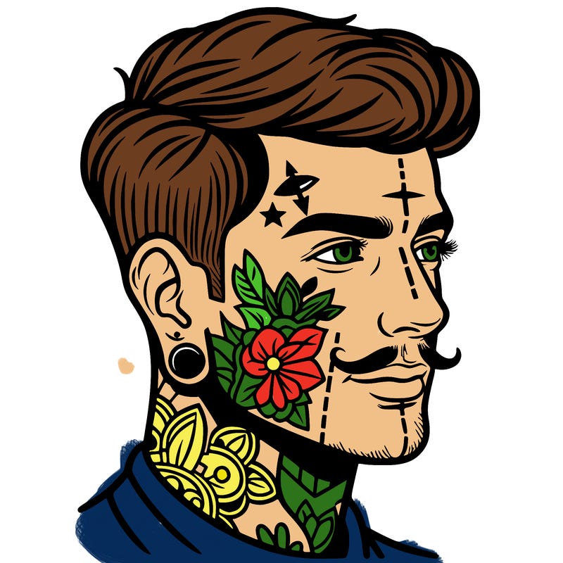 man with face tattoos