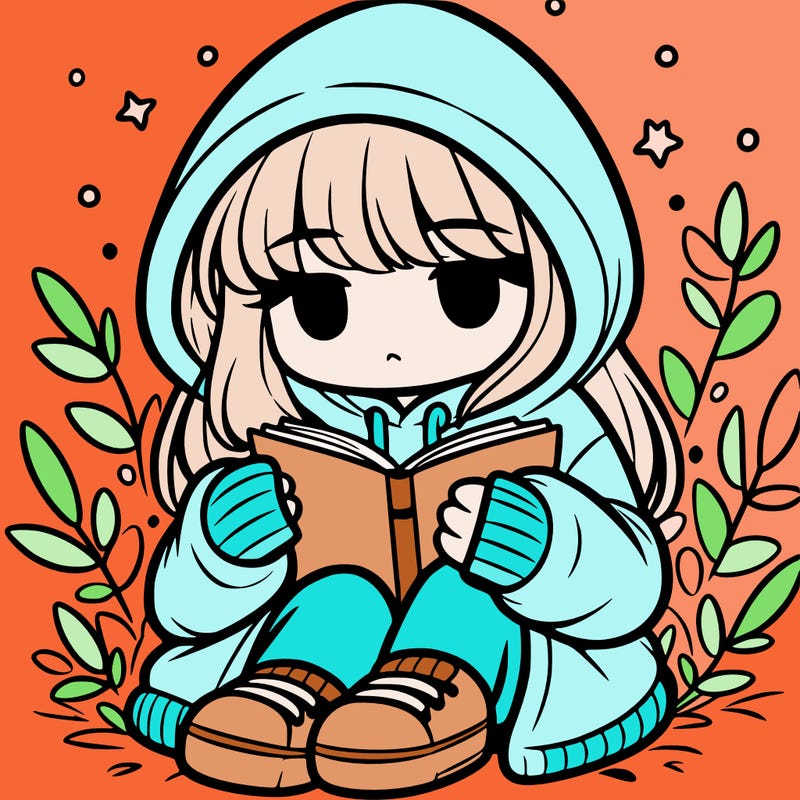 girl in oversized hoodie reading a book