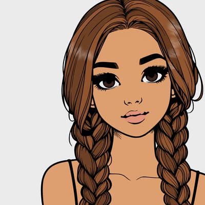 realistic girl with braids