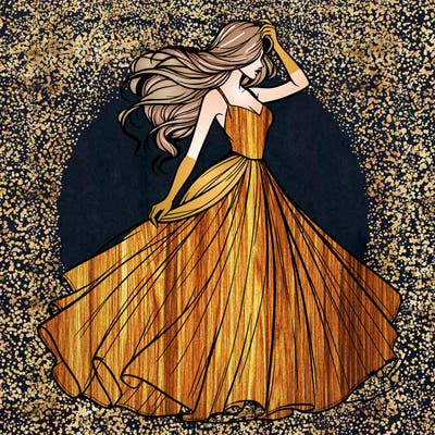 realistic woman with dress flowing in the wind