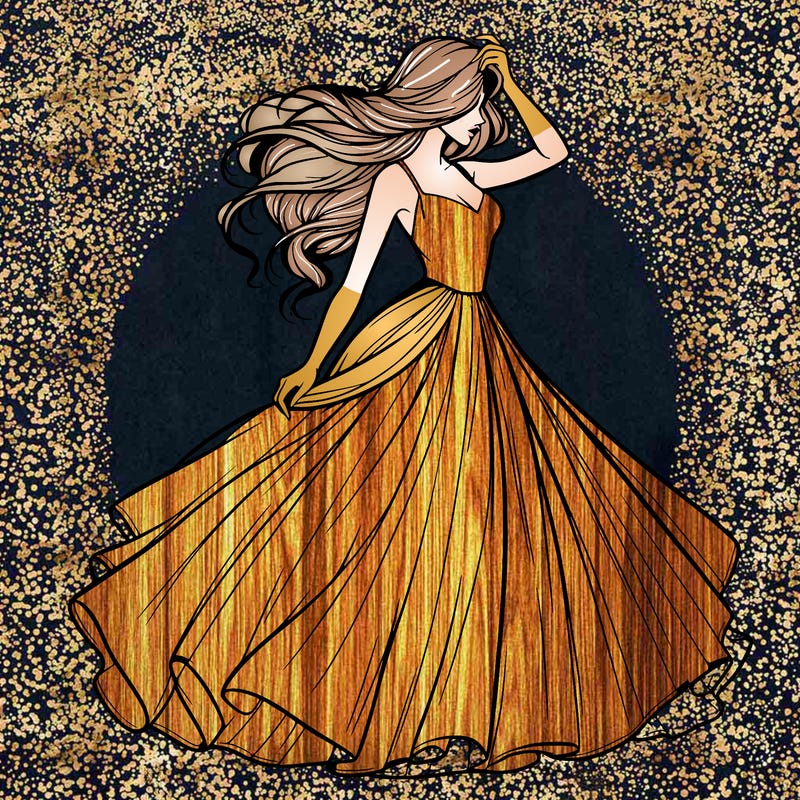 realistic woman with dress flowing in the wind