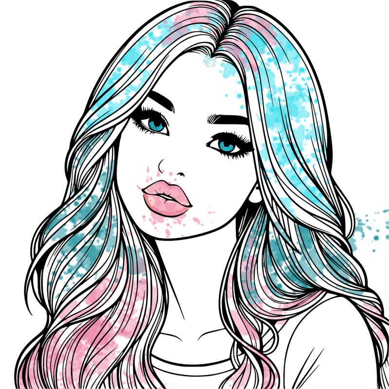 realistic girl with hair on her hair and lips