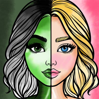 realistic girl split half