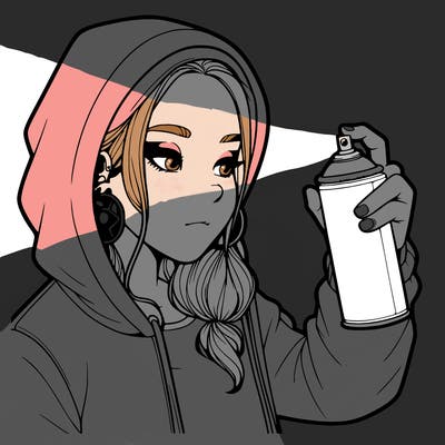 a realistic girl, spray painting