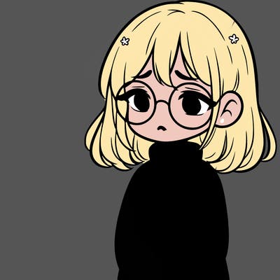 sad girl with glasses in a sweater