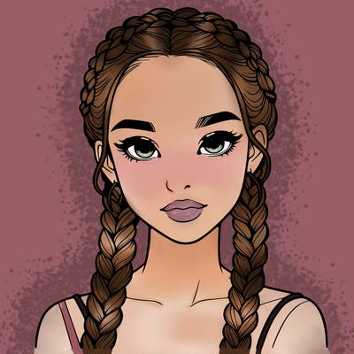 realistic girl with braids