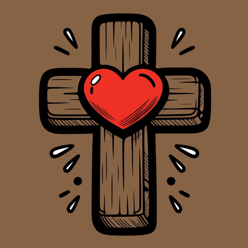 christian cross with heart