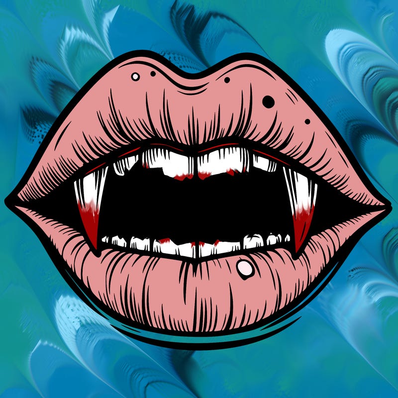 lips with vampire teeth