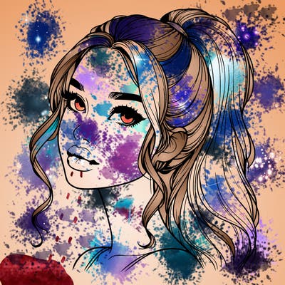 realistic girl with a ponytail on her hair and lips