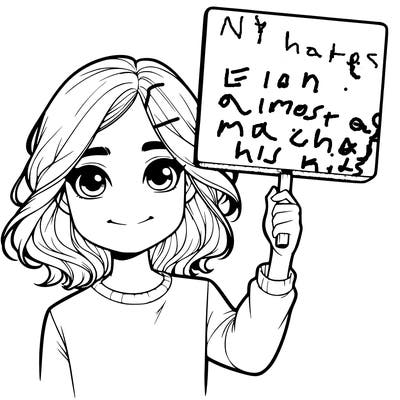 realistic girl holding up a sign