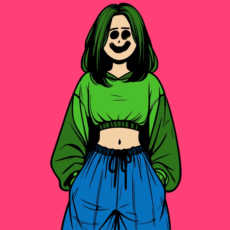 realistic girl faceless with baggy pants and a crop top